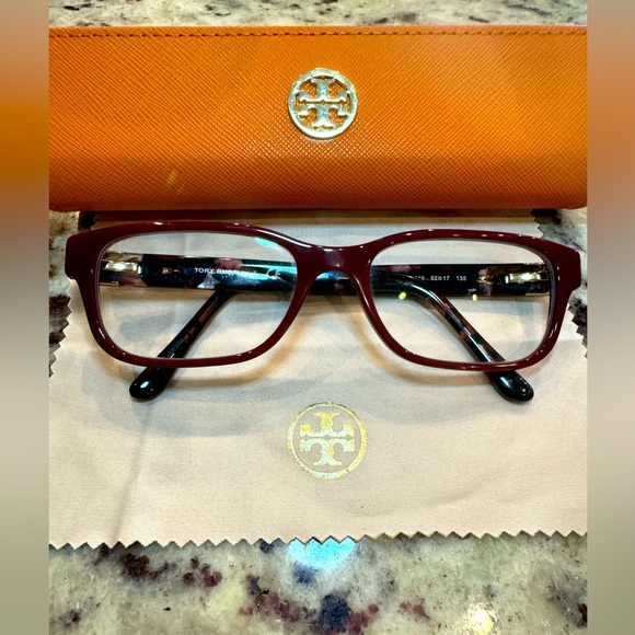 48 hour Sale Tory Burch Rectangular Optical Glasses Color Bordeaux EUC main image 4
